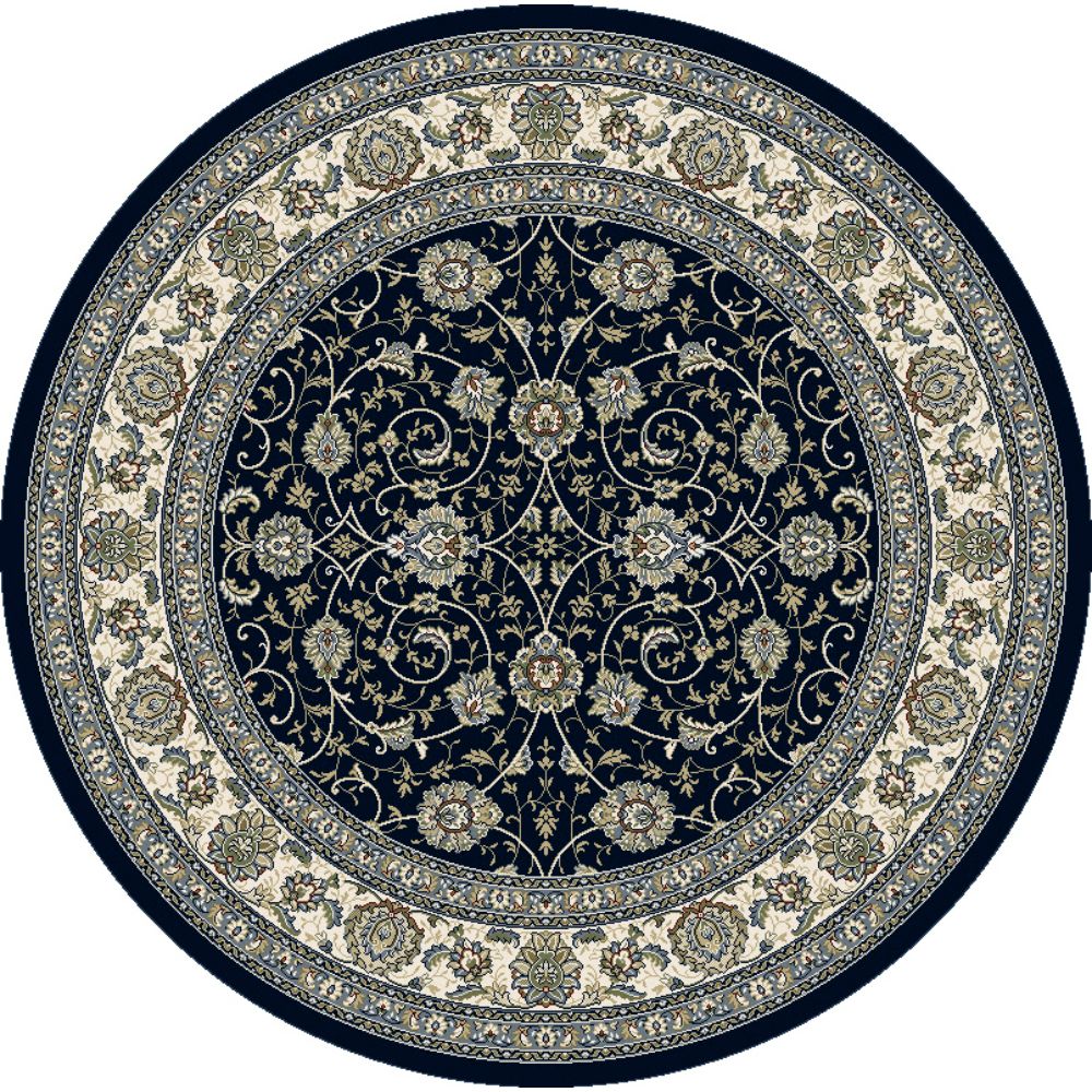 Dynamic Rugs 57120-3464 Ancient Garden 5.3 Ft. X 5.3 Ft. Round Rug in Navy